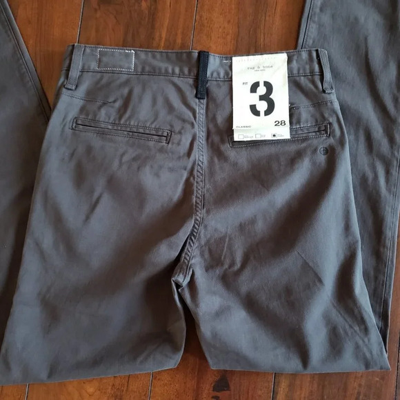 Rag & Bone Men's Chino Pant Classic Fit 3 Mid Rise Color Grey (Charcoal) Size 28 - Picture 3 of 9